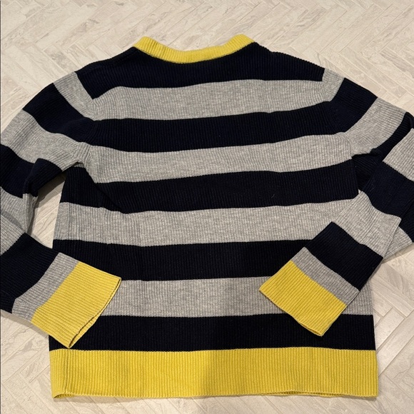 Lacoste Kids Striped Navy Blue, Gray and Yellow Sweater, size 8 - Picture 5 of 5